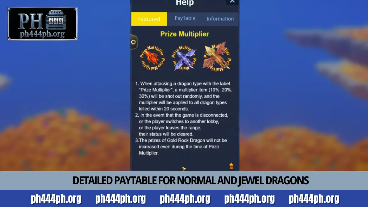 Master Dragon Fortune Fishing strategies at PH444 now 3 Detailed paytable for normal and Jewel dragons