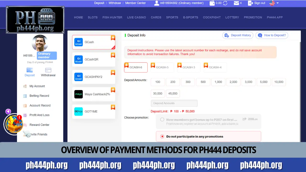 PH444 Deposits 1 Overview of payment methods for PH444 deposits