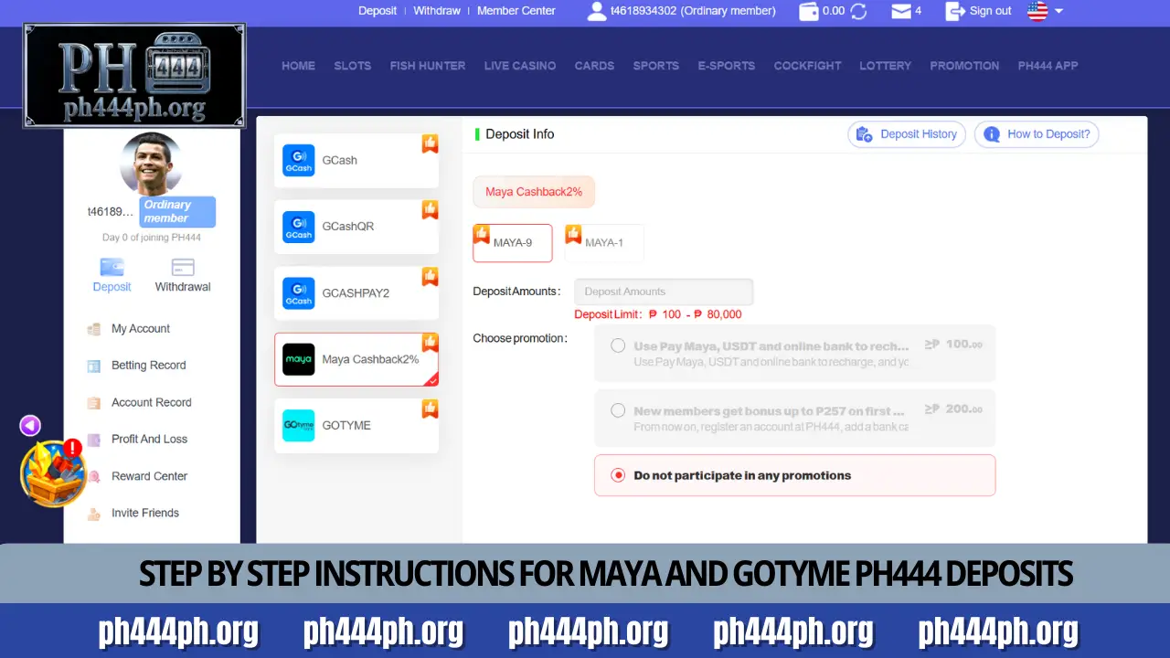PH444 Deposits 3 Step by step instructions for Maya and GoTyme PH444 deposits
